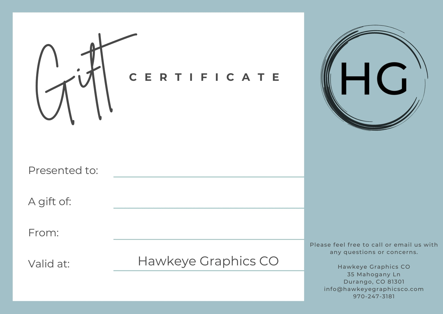 Hawkeye Graphics Gift Card